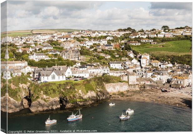 Port Issac In Cornwall Canvas Print by Peter Greenway