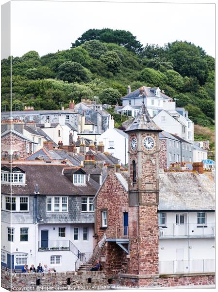 Clocktower Cawsand in Cornwall Canvas Print by Peter Greenway