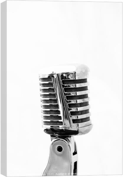  Vintage Microphone In Monochrome Canvas Print by Peter Greenway