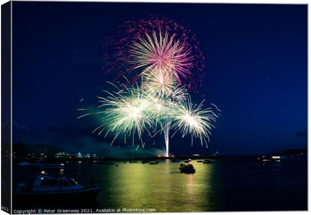 Fireworks Display Plymouth Harbour  Canvas Print by Peter Greenway