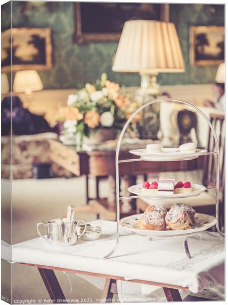 English Afternoon Tea in a Stately Home Canvas Print by Peter Greenway