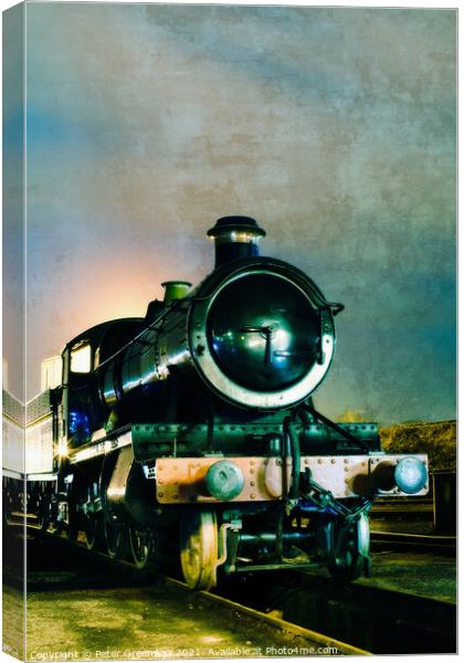 Vintage Steam Locomotive at Didcot Railway Museum Canvas Print by Peter Greenway