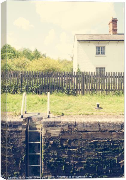 Lock Keepers Cottage, The Nell Canal, Oxfordshire Canvas Print by Peter Greenway