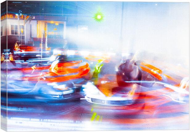 Impressions Of Dodgems At St Giles Fair Canvas Print by Peter Greenway