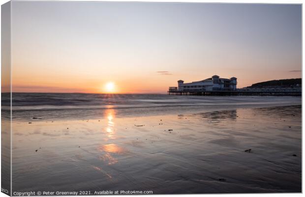 The Grand Pier, Weston-Super-Mare At Sunset Canvas Print by Peter Greenway