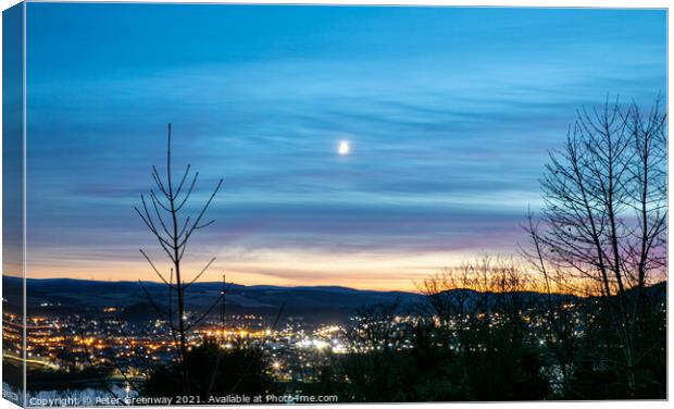 View Over Inverness In Scotland On A Moonlit Winters Night Canvas Print by Peter Greenway