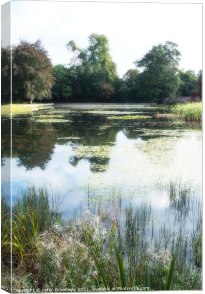 English Country House Garden Lake Canvas Print by Peter Greenway