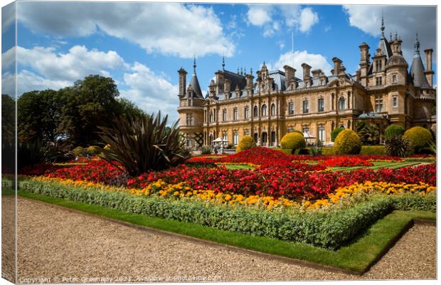 The Parterre At The Manor In Waddesdon In Full Bloom Canvas Print by Peter Greenway