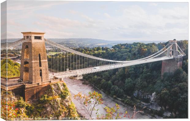 A Late Winter Afternoon At Clifton Suspension  Bridge Avon Canvas Print by Peter Greenway