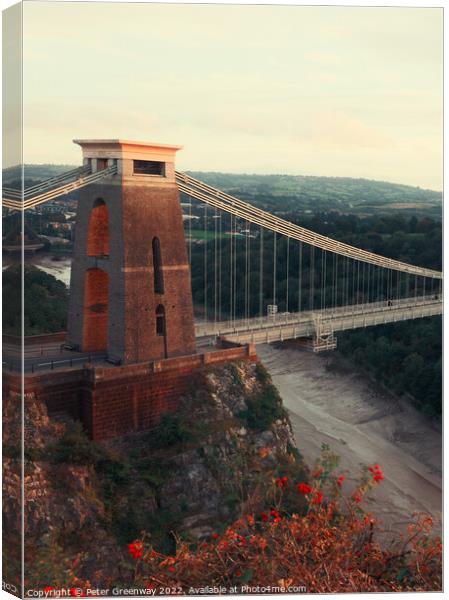 Clifton Suspension Bridge Tower, Avon Canvas Print by Peter Greenway