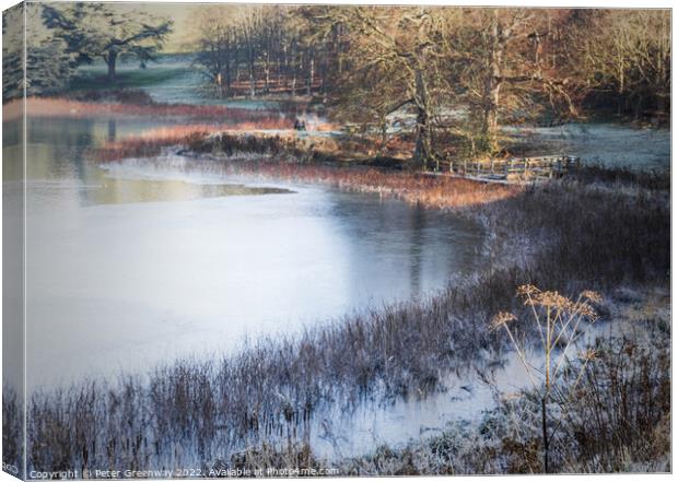 A Frosty Morning On The Blenheim Estate In Oxfordshire  Canvas Print by Peter Greenway