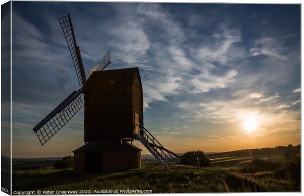 The Iconic Windmill At Brill In Oxfordshire At Sunset Canvas Print by Peter Greenway