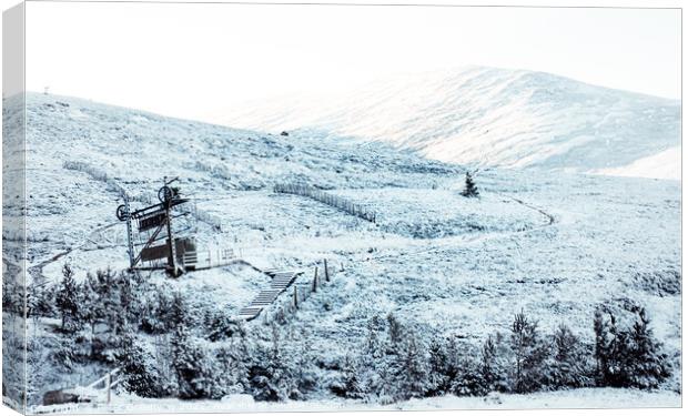 Ski Slopes At Cairngorm Ski-Resort In The Scottish Highlands Canvas Print by Peter Greenway