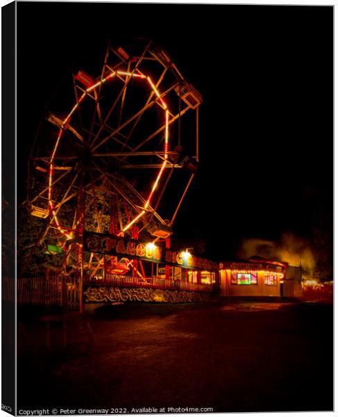 Hollycombe Vintage Steam Fairground At Night Canvas Print by Peter Greenway