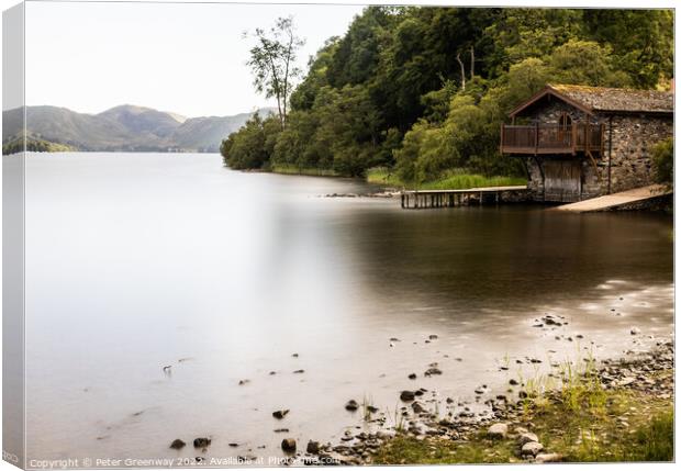 The Duke Of Portland Boathouse, Ullswater In The L Canvas Print by Peter Greenway