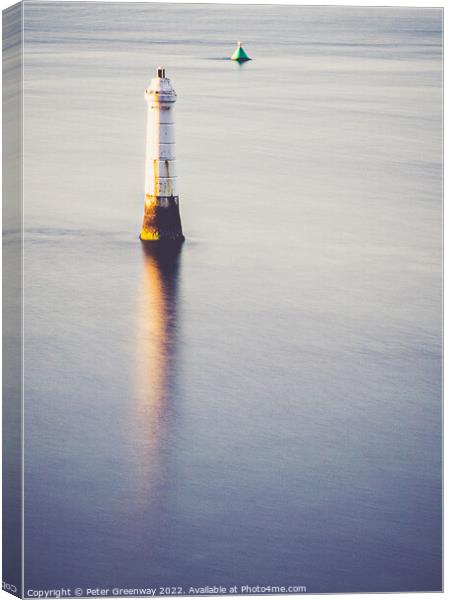 Lighthouse Beacon On The Ness At Shaldon Ay Dawn Canvas Print by Peter Greenway