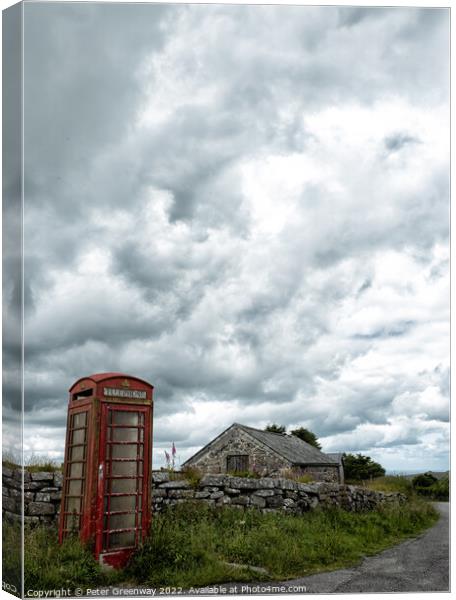 Abandoned Red Telephone Box On Dartmoor, Devon Canvas Print by Peter Greenway