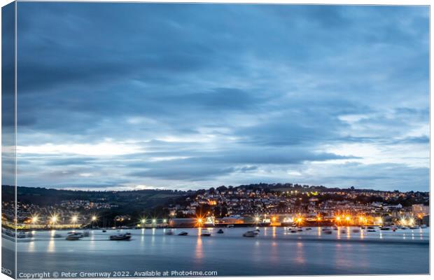 Teignmouth From Shaldon Beach In Long Exposure Canvas Print by Peter Greenway
