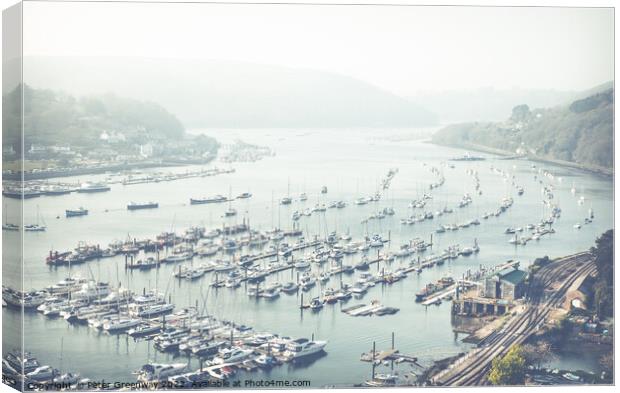 Dartmouth Harbour On A Misty Winters Afternoon Canvas Print by Peter Greenway