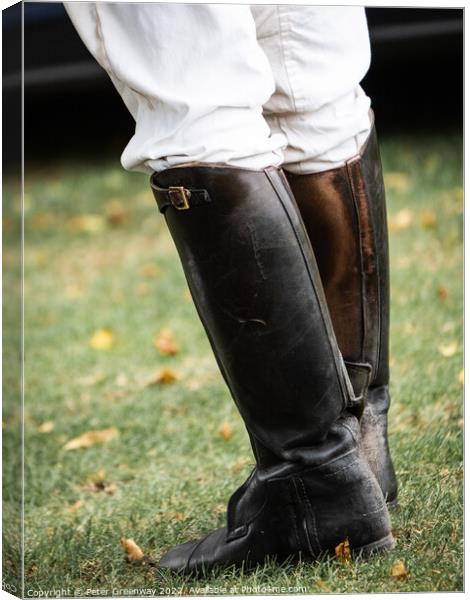 Male Polo Playing Riding Boots Canvas Print by Peter Greenway