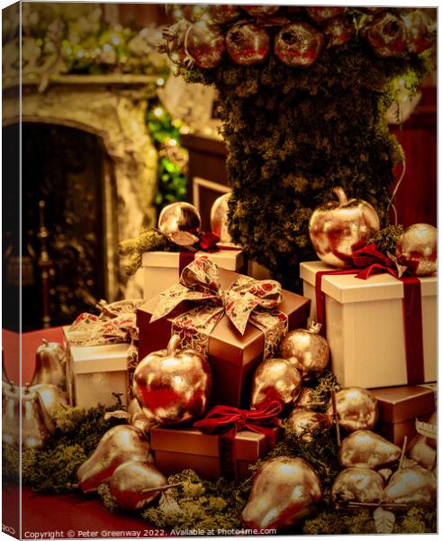 Piles Of Wrapped Christmas Presents Canvas Print by Peter Greenway