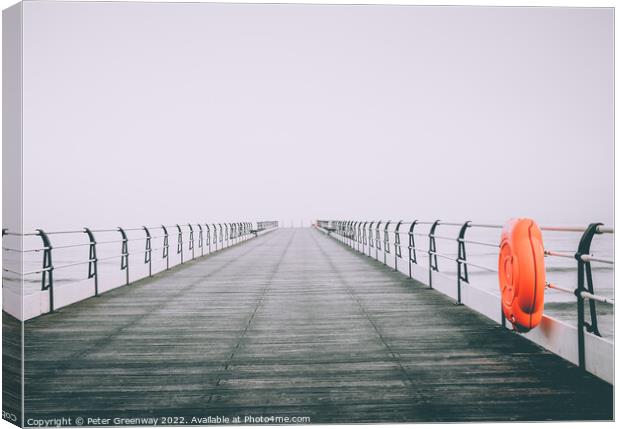 The Empty Pier At Saltburn-by-the-Sea On The North Yorkshire Coa Canvas Print by Peter Greenway