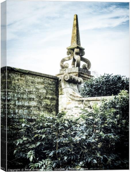 Pinnacle On Top of A Corner Of A Wall In The Garde Canvas Print by Peter Greenway