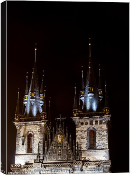 The Double Spires Of The Church of Our Lady Before Tyn In Old To Canvas Print by Peter Greenway
