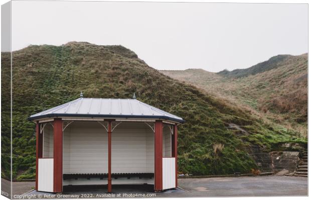 Victorian Seaside Shelter At Saltburn-by-the-Sea On The North Yo Canvas Print by Peter Greenway