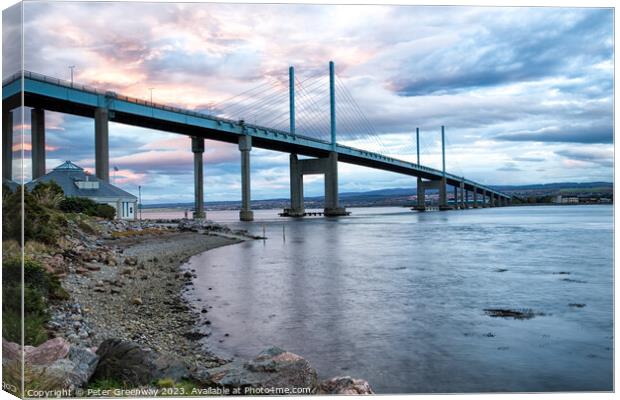 Kessock Bridge, Inverness At Sunset Canvas Print by Peter Greenway