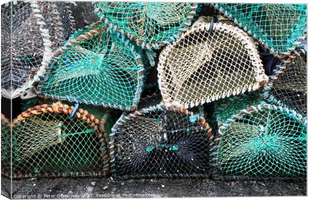 Empty Fishermen Lobster Pots On The Isle Of Skye, Scotland Canvas Print by Peter Greenway