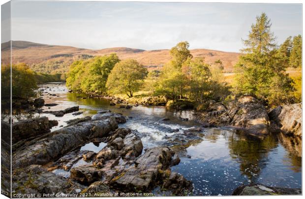 Landscape Around Little Garve In The Scottish Highlands In Autum Canvas Print by Peter Greenway