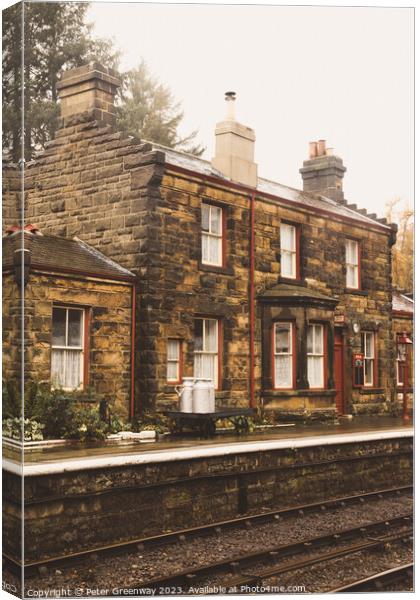 Platforms At The Goathland Period Railway Station  Canvas Print by Peter Greenway