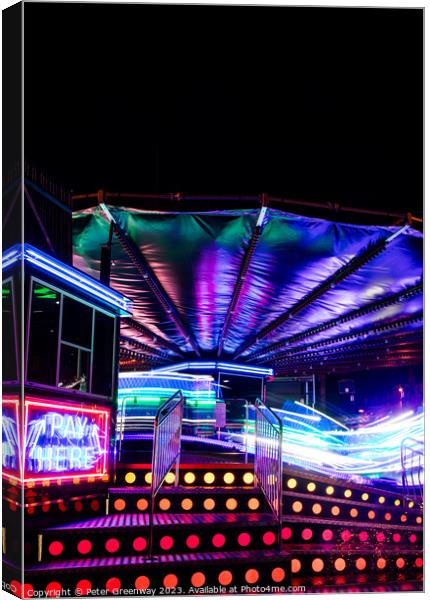 The 'Waltzer' Faiground Ride At The Woodstock Annu Canvas Print by Peter Greenway