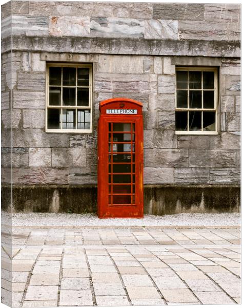 Iconic British Red Telephone Box At The Royal William Yard In Pl Canvas Print by Peter Greenway