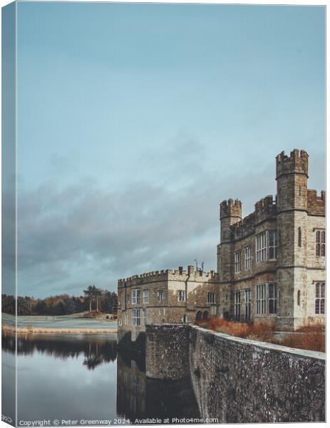 The Castle Keep & Moat On An English Tudor Castle In Kent Canvas Print by Peter Greenway