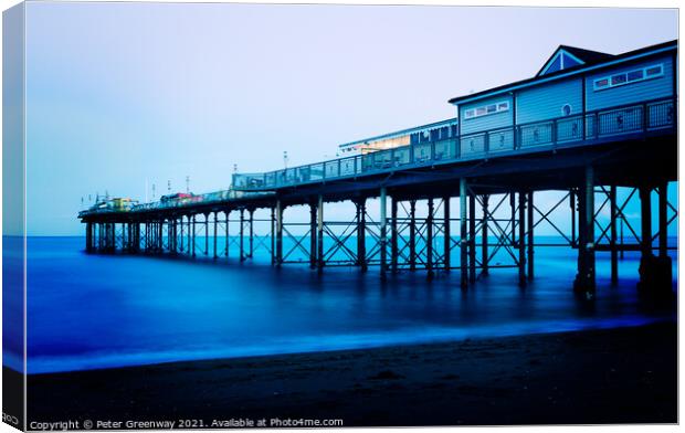 The Grand Pier At Teignmouth At Night Canvas Print by Peter Greenway
