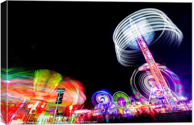 'Witney Feast' Travelling Funfair In Witney, Oxfordshire  Canvas Print by Peter Greenway