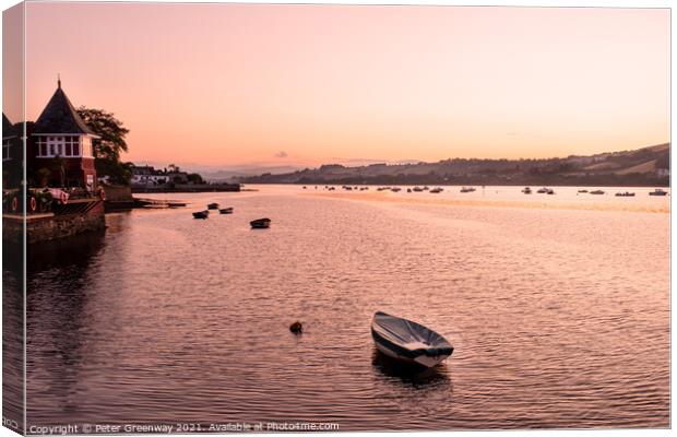 Sunset Over The Teign River, Shaldon Devon Canvas Print by Peter Greenway