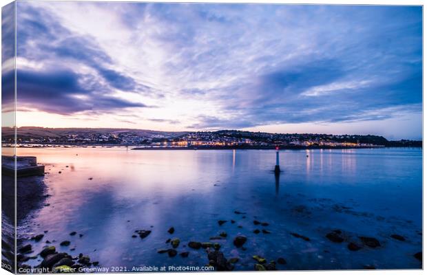 Nighttime Magic of Teignmouth From The Ness Canvas Print by Peter Greenway