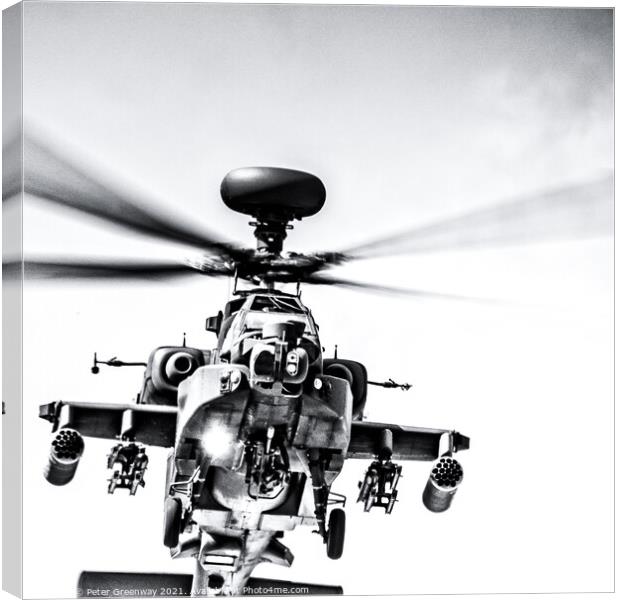 RAF Apache Gunship Helicopter At Farnborough Inter Canvas Print by Peter Greenway