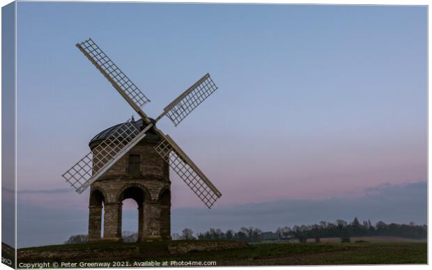 The Icon Chesterton Windmill On A Winters Afternoon Canvas Print by Peter Greenway