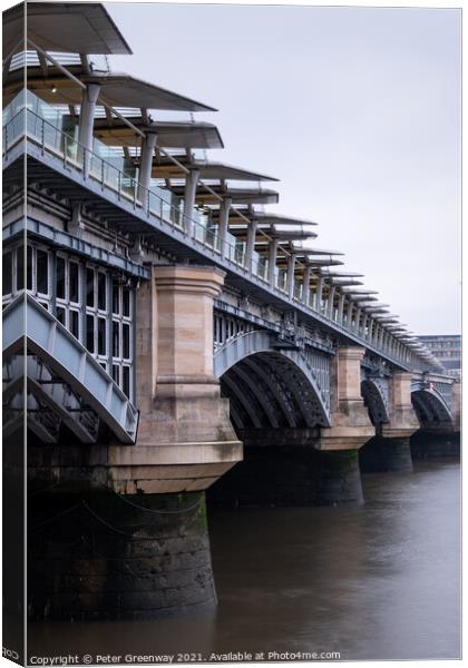 Blackfriars Bridge In London ( Long Exposure ) Canvas Print by Peter Greenway