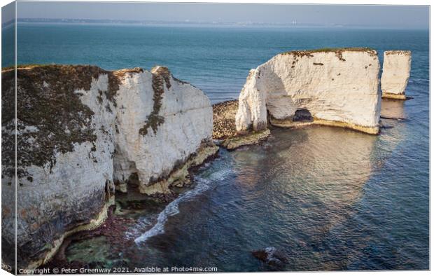 The Jurassic Cost - Old Harry's Rock  Canvas Print by Peter Greenway
