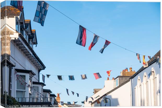 Regatta Bunting In Shaldon, Devon Canvas Print by Peter Greenway