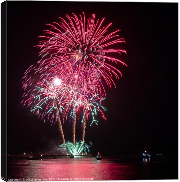 British Firework Championships At Plymouth Canvas Print by Peter Greenway