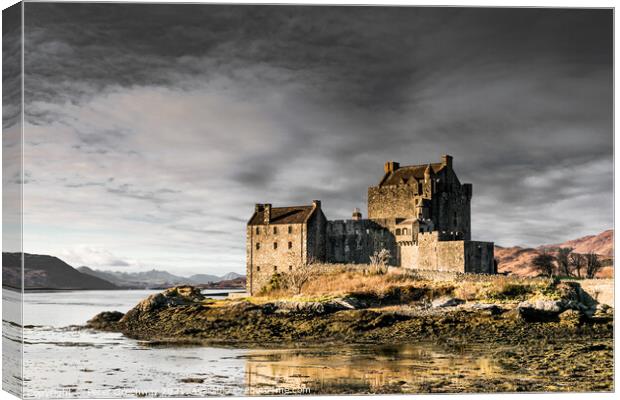 Winters Day At Eilean Donan Castle In The Scottish Highlands Canvas Print by Peter Greenway