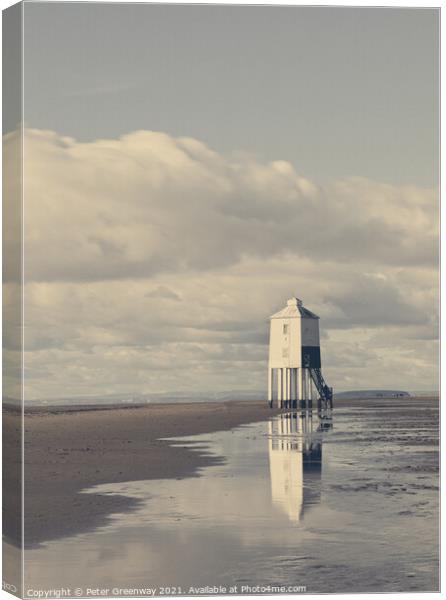 Burnham-on-Sea Low Lighthouse In Long Exposure Canvas Print by Peter Greenway
