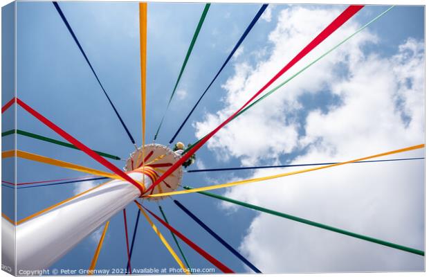 Traditional English Maypole & Cooured Ribbons  Canvas Print by Peter Greenway