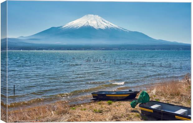 Iconic view of Lake Yamanaka and Mt. Fuji in the background, Japan Canvas Print by Mirko Kuzmanovic